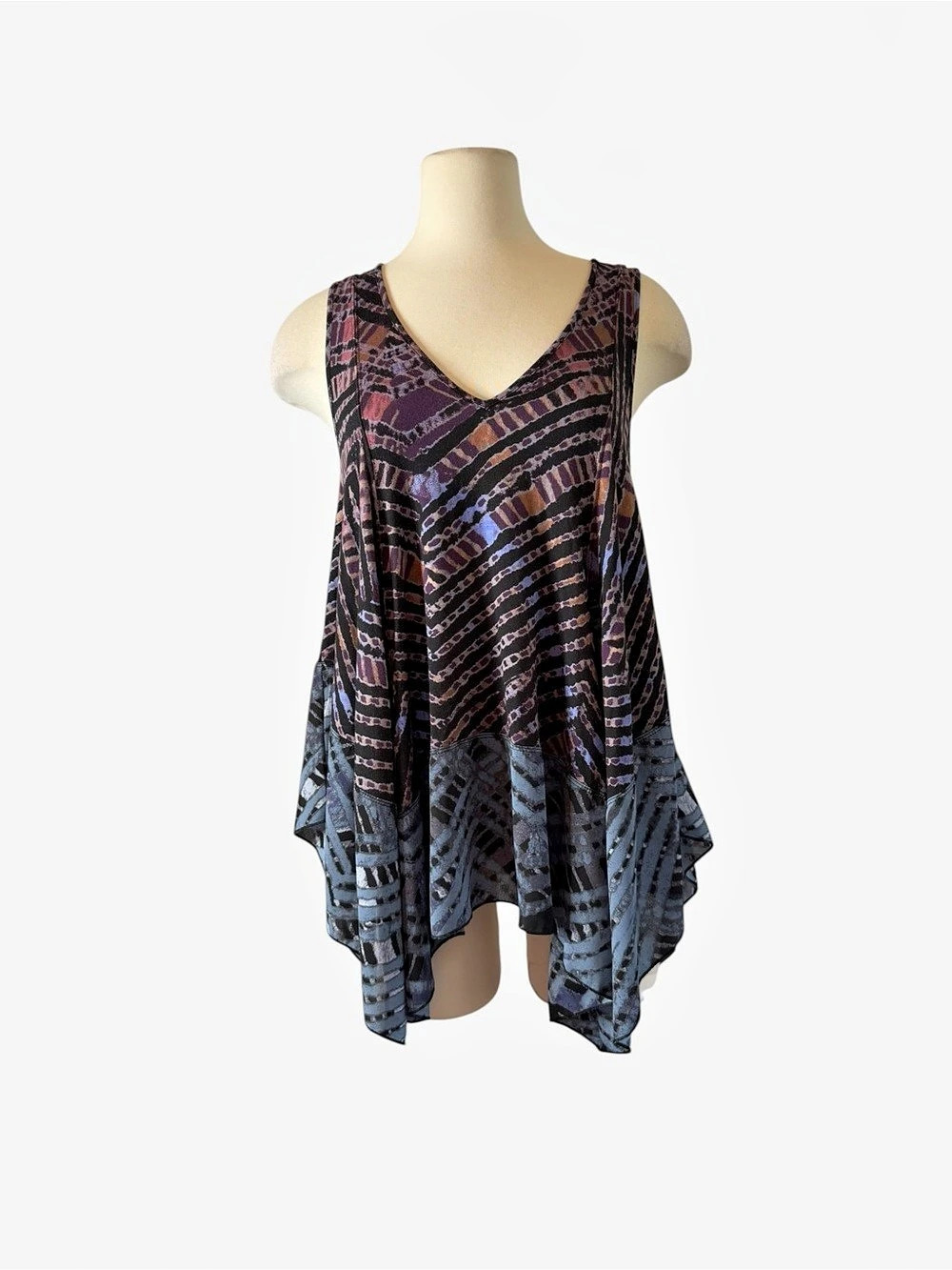 Free People Geometric Tunic Black & Blue Size Small NWT